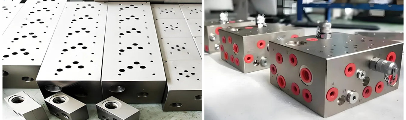 CNC Machined Manifold Blocks High precision CNC machined manifold blocks for hydraulic and pneumatic systems